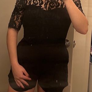 BCBGeneration Black Lace Romper Short Sleeve